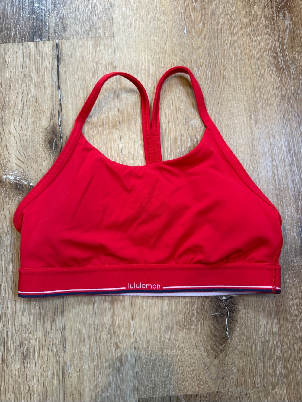 lululemon athletica Red Striped-Trim Racerback Sports Bra